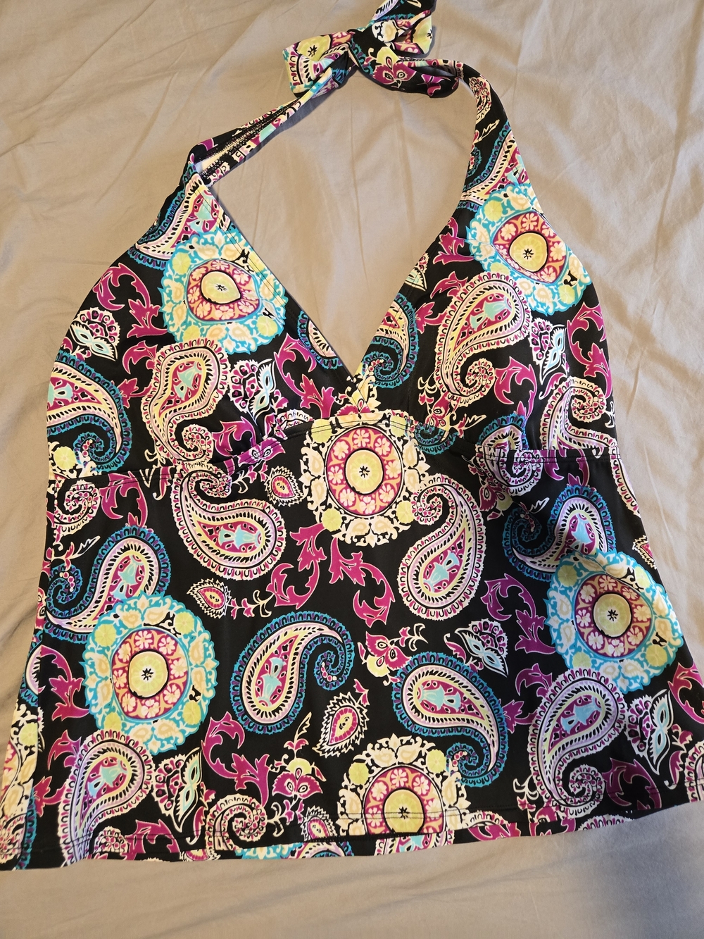 Merona Black Paisley Halter Tank with Pink and Turquoise Accents